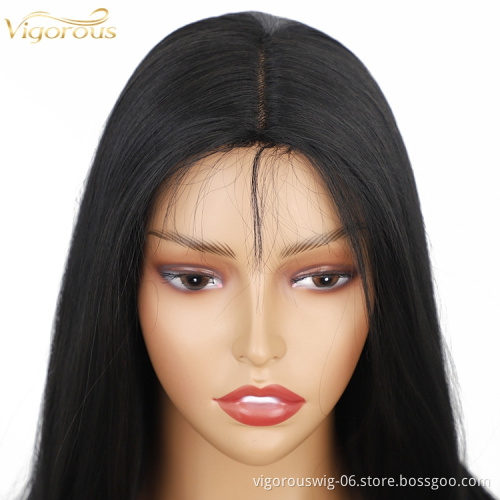 Long Silky Straight Black Synthetic Hair With Baby Hair None Lace Wigs Heat Resistant High Quality Wholesale Price For Women
